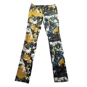 Tory Burch Paint Splatter Super Skinny Jeans Size 29 Low Rise 34" Inseam Rare